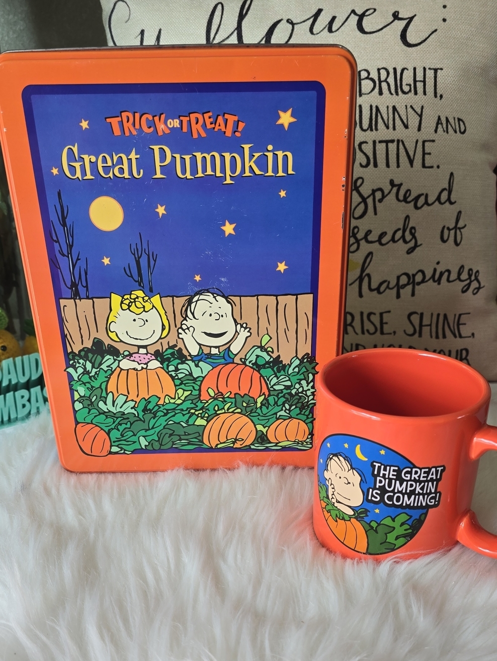 Peanuts Charlie Brown GREAT Pumpkin Trick-or-TreaT Decorative Tin & Mug Set